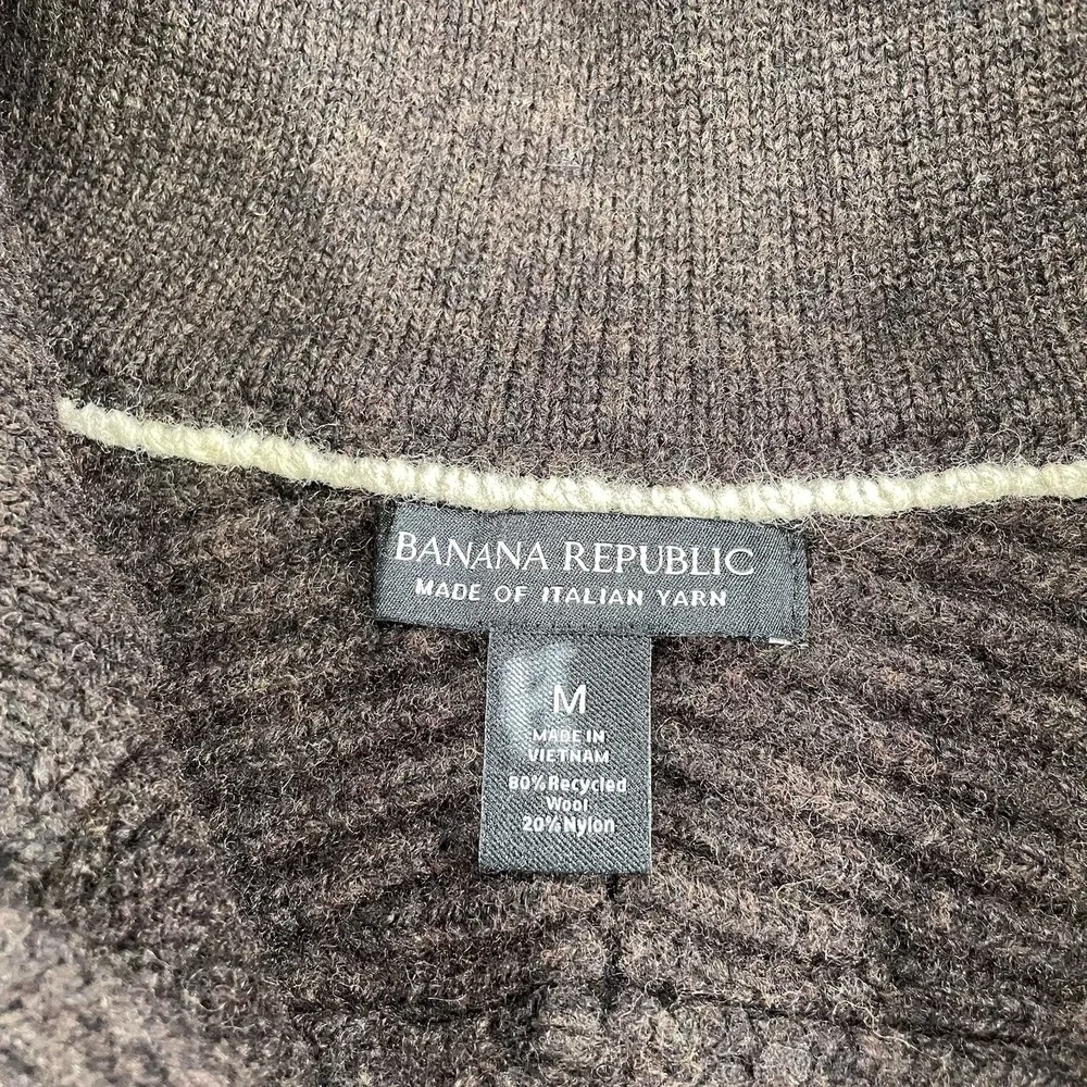 Banana Republic‎ Italian Yarn Sweater M Button Mock Neck Heavy Wool Pullover